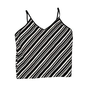 y2k No Boundaries XL black & white stripe spaghetti strap tank top, built-in bra